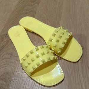Yellow studded sandals